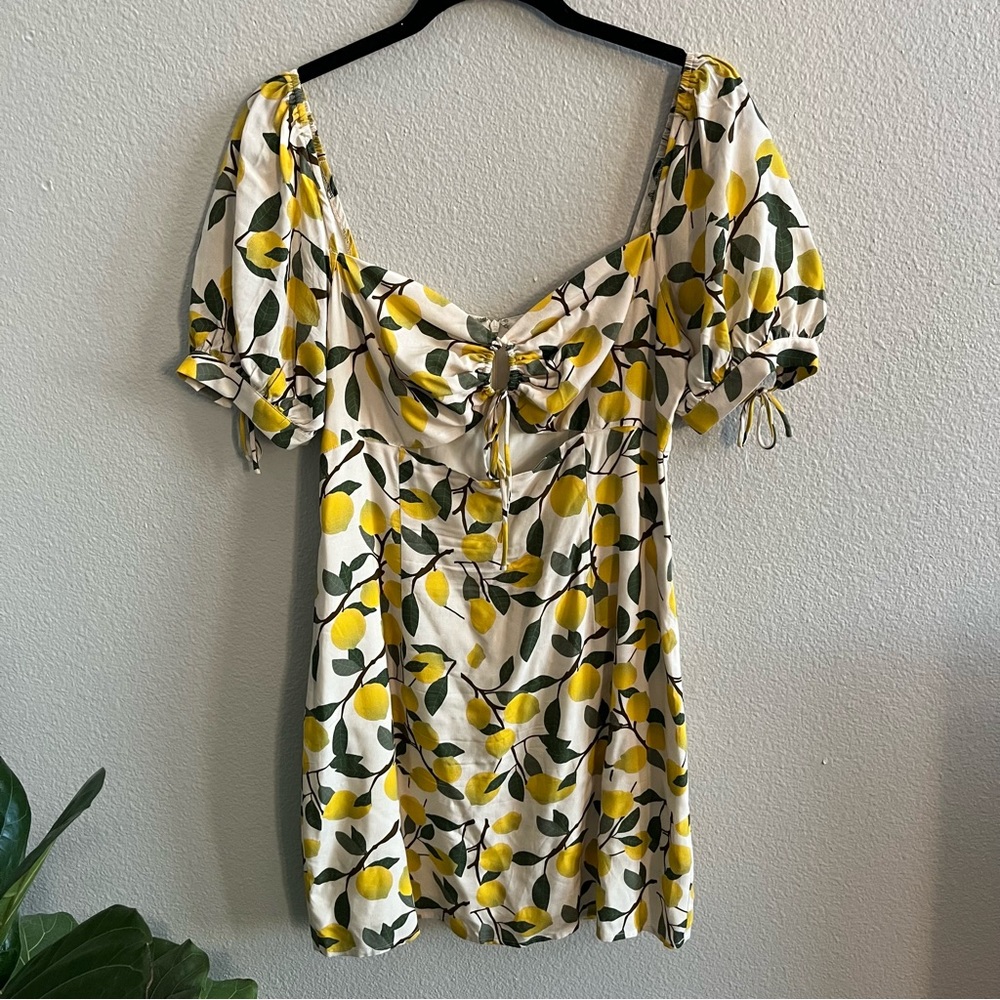 Lemon puff sleeve mini dress